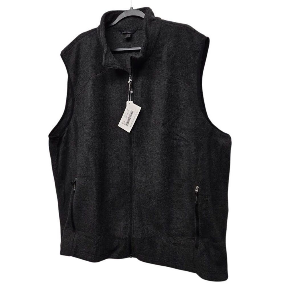 Men’s 3XL North End Voyage Vest Heather Charcoal Fleece Zip Pockets Audio Port
